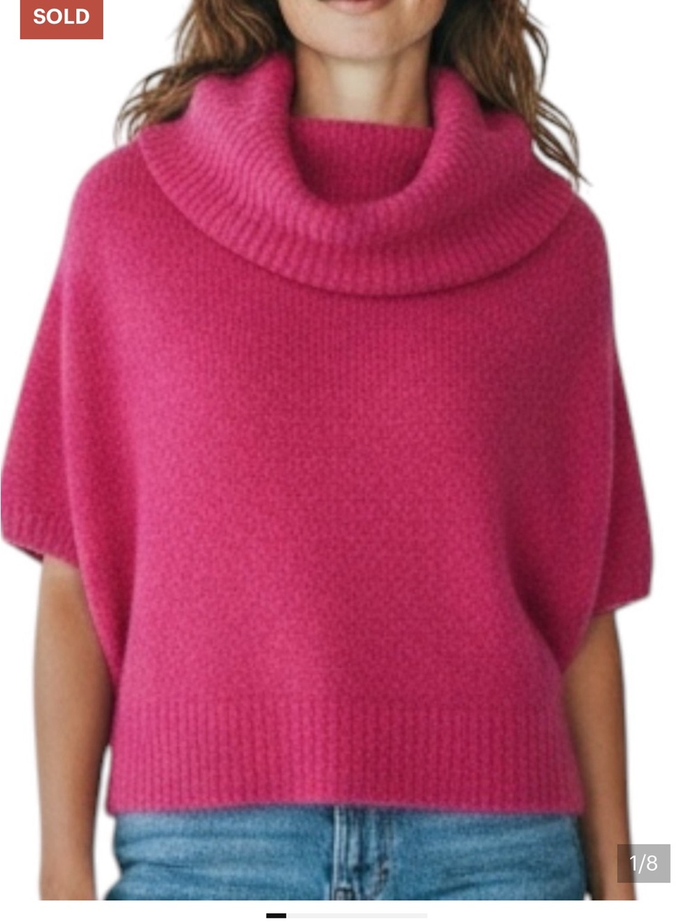 ANTHROPOLOGIE WOODEN SHIPS Cowl Neck Mohair Blend Sweater in Fuchsia Size M/L